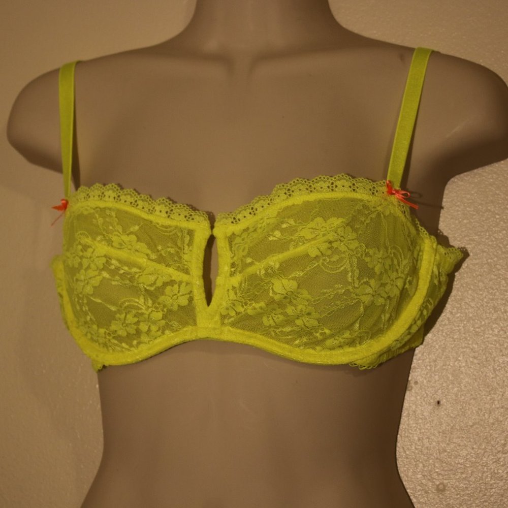 Victoria's Secret Neon Yellow with pink bows